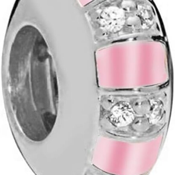 10 Pack Silver Beads Charms DIY Bracelet CZ Pendant Set for Women - Picture 5 of 7